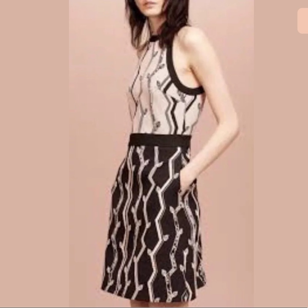 3.1 PHILIP LIM Cut-In Tank Botanical Print Jacquard Halter Silhouette Dress